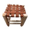 TABOURET EN CUIR MARRON ET BOIS NATUREL MODÈLE BEJAAD – Image 4