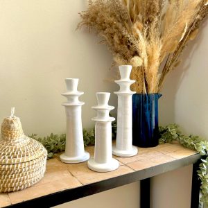 Chandelier bougeoir blanc marocain fait main (Lot de 3)