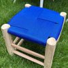 TABOURET EN FIL BLEU MAJORELLE ET BOIS NATUREL 30x30CM – Image 2