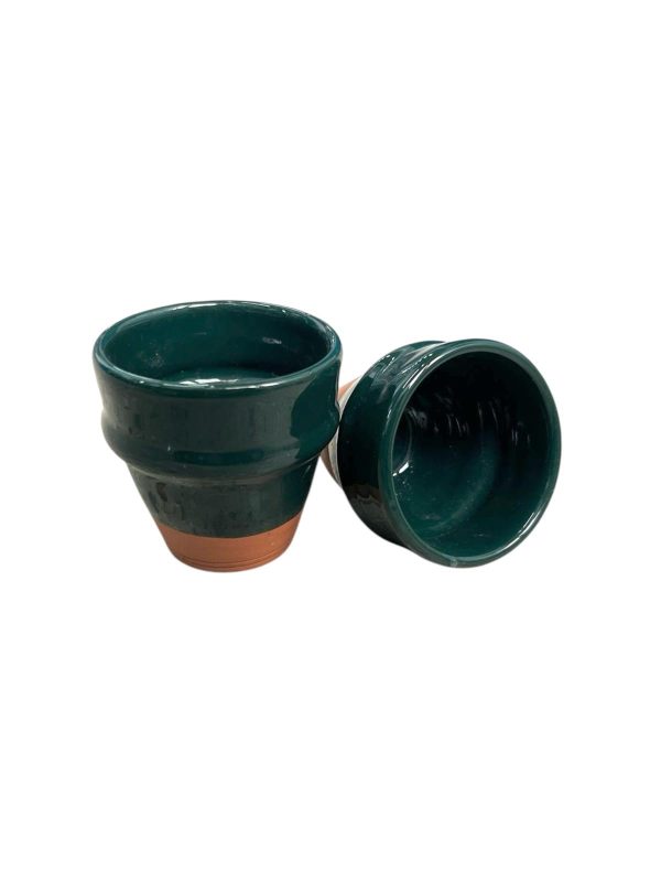 TASSE À CAFÉ BI MATIÈRE VERT H7 FAIT MAIN (LOT DE 2)