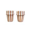 TASSE BLANCHE RAYÉ MARRON H10 FAIT MAIN (LOT DE 2) – Image 2