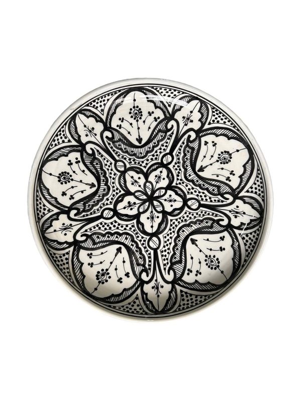 ASSIETTE PLAT DE SERVICE À MOTIFS NOIR FAIT MAIN