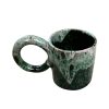 MUG TASSE VERT DÉGRADÉ ROSÉ H9 GRANDE ANSE FAIT MAIN – Image 2