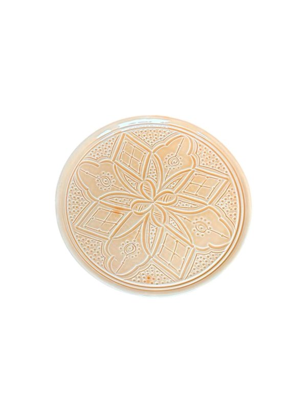 ASSIETTE À EMPREINTES BEIGE MAROCAINE 20CM FAIT MAIN