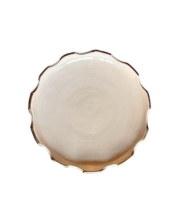 ASSIETTE BEIGE BORDURE DORÉ MAROCAINE 20CM FAIT MAIN
