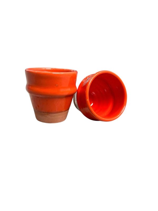 TASSE À CAFÉ BI MATIÈRE ORANGE H7 FAIT MAIN (LOT DE 2)