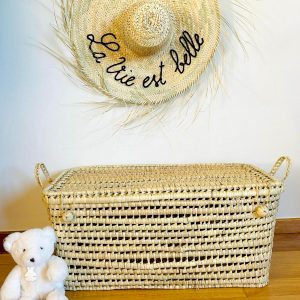COFFRE MALLE DE RANGEMENT RECTANGULAIRE 80CM T5 EN DOUM MODÈLE ARGANA
