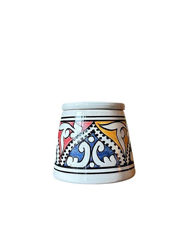CENDRIER BLANC À MOTIFS COLORÉ MAROCAIN FAIT MAIN