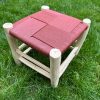 TABOURET EN FIL TERRACOTTA ET BOIS NATUREL 30x30CM – Image 2