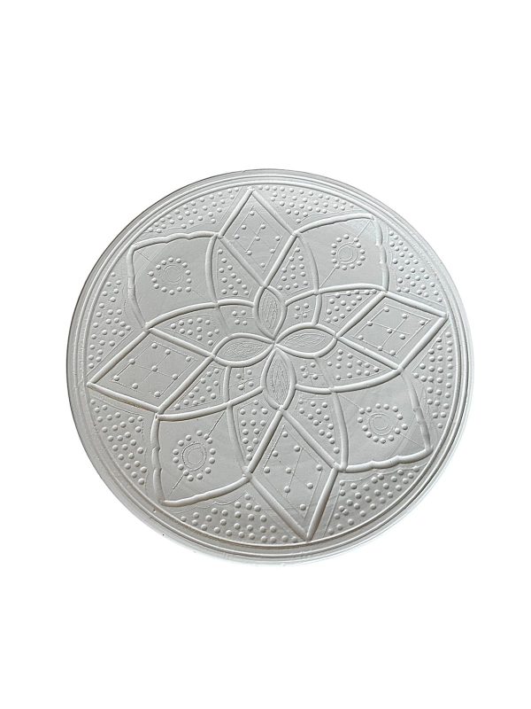 ASSIETTE À EMPREINTES BLANCHE MAROCAINE 25CM FAIT MAIN