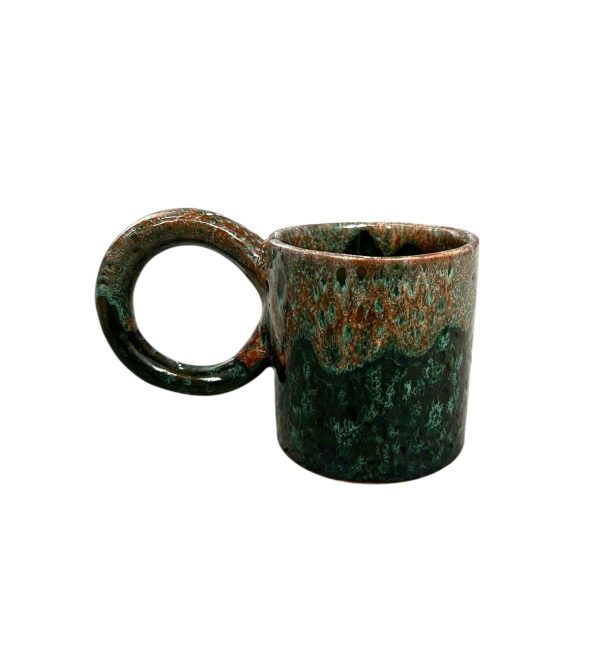 MUG TASSE VERT DÉGRADÉ MARRON H9 GRANDE ANSE FAIT MAIN