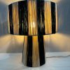 LAMPE A POSER EN RAPHIA RAYE NOIR H30 MODÈLE GOURRAMA – Image 3