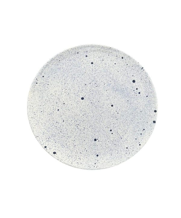 ASSIETTE BLANCHE MOUCHETÉ BLEU MAROCAINE 25CM FAIT MAIN
