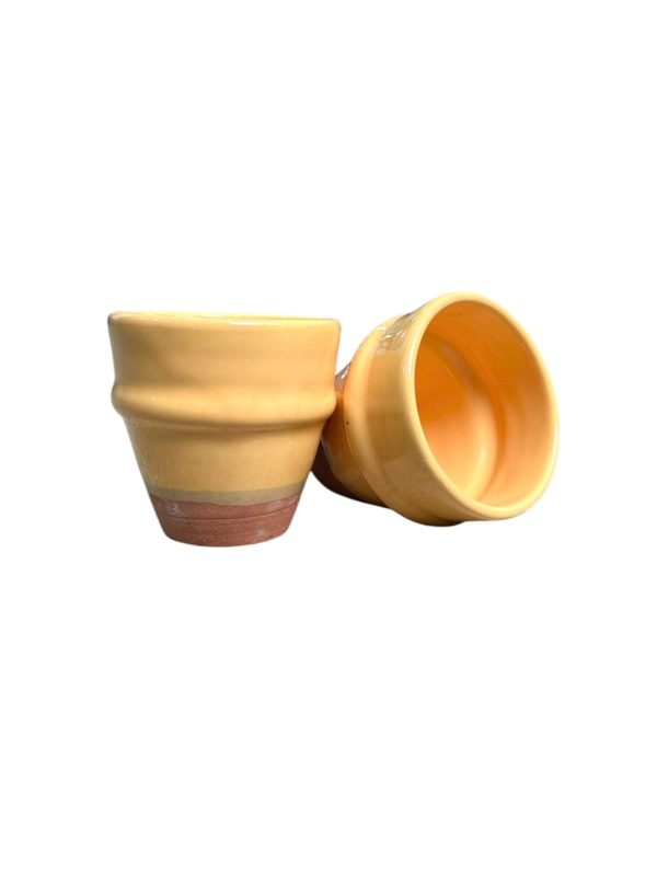 TASSE À CAFÉ BI MATIÈRE JAUNE H7 FAIT MAIN (LOT DE 2)