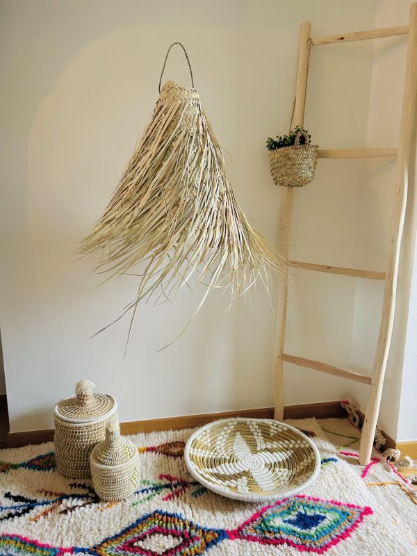 SUSPENSION TRESSÉE EN FEUILLES DE PALMIER H40 MODÈLE AKKA