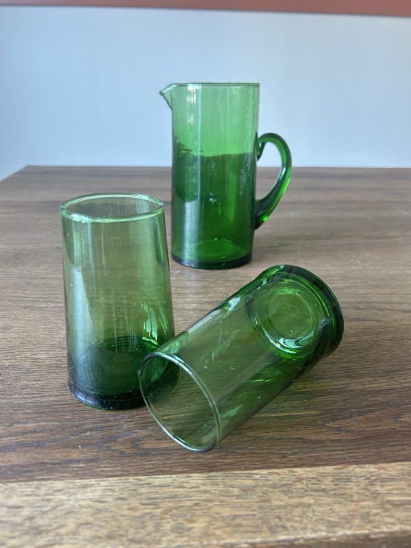 CRUCHE CARAFE EN VERRE SOUFFLÉ BELDI MAROCAINE VERT