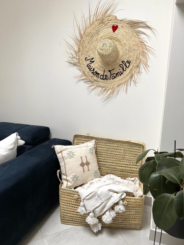 GRAND CHAPEAU DE PAILLE À FRANGES 80 CM « MAISON DE FAMILLE »