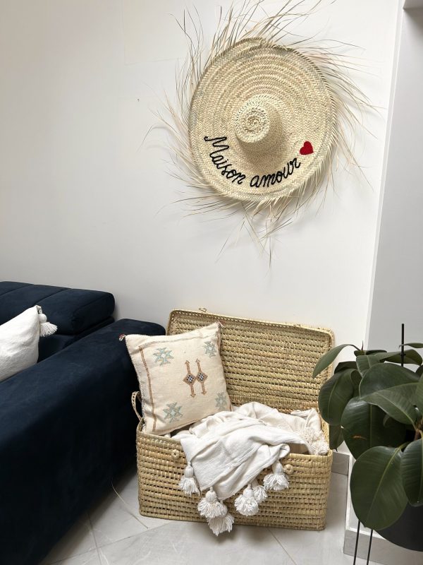 GRAND CHAPEAU DE PAILLE À FRANGES 80 CM « MAISON AMOUR »