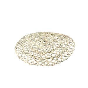 LOT DE 4 SETS DE TABLE ROND EN FEUILLES DE PALMIER TRÉSSÉES