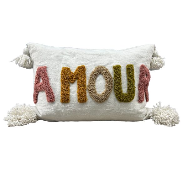 HOUSSE DE COUSSIN MAROCAIN 60x40 EN COTON « AMOUR »