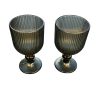 LOT DE 2 VERRES SUR PIED NOIR H14 – Image 2