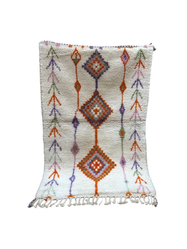 TAPIS DESCENTE DE LIT MAROCAIN BERBÈRE AZILAL COLORÉ EN LAINE 1x1,5m