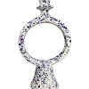Chandelier bougeoir fait main au design atypique blanc moucheté bleu – Image 4