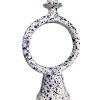 Chandelier bougeoir fait main au design atypique blanc moucheté bleu – Image 2