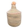 PANIER DE RANGEMENT BERBÈRE EN PALMIER ET LAINE 20CM SAUMON MODÈLE ESSAOUIRA – Image 3