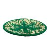 PLATEAU BERBÈRE ROND MAROCAIN EN LAINE VERT ET FEUILLES DE PALMIER MODÈLE TAZA – Image 2