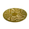 PLATEAU BERBÈRE ROND MAROCAIN EN LAINE OCRE ET FEUILLES DE PALMIER MODÈLE TAZA – Image 3