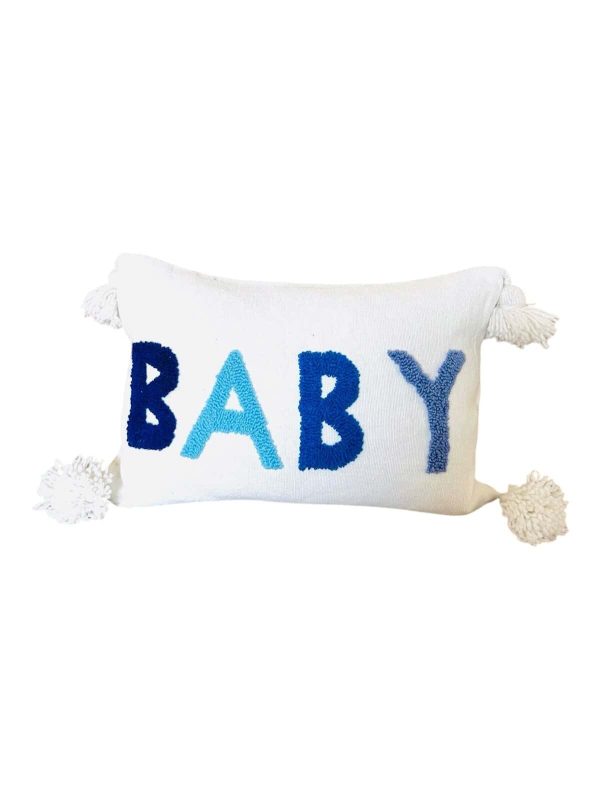 HOUSSE DE COUSSIN MAROCAIN 60x40 EN COTON « BABY » BLEU