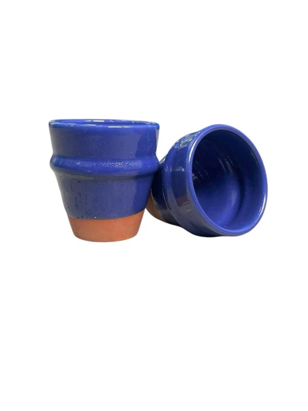 TASSE À CAFÉ BI MATIÈRE BLEU H7 FAIT MAIN (LOT DE 2)