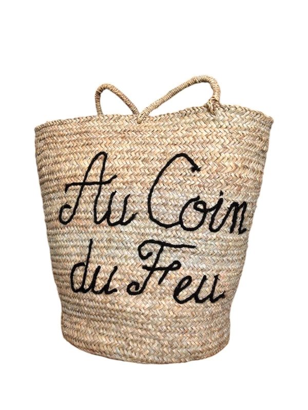 PANIER DE RANGEMENT ROND EN DOUM « AU COIN DU FEU »
