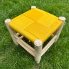 TABOURET EN FIL JAUNE ET BOIS NATUREL 30x30CM – Image 2