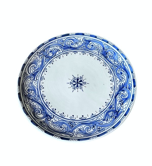 ASSIETTE À MOTIFS BLEU MAROCAINE 25CM FAIT MAIN