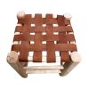 TABOURET EN CUIR MARRON ET BOIS NATUREL MODÈLE BEJAAD – Image 3