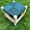 TABOURET EN FIL VERT BOUTEILLE ET BOIS NATUREL 30x30CM – Image 2