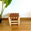 TABOURET EN CUIR MARRON ET BOIS NATUREL MODÈLE BEJAAD – Image 2