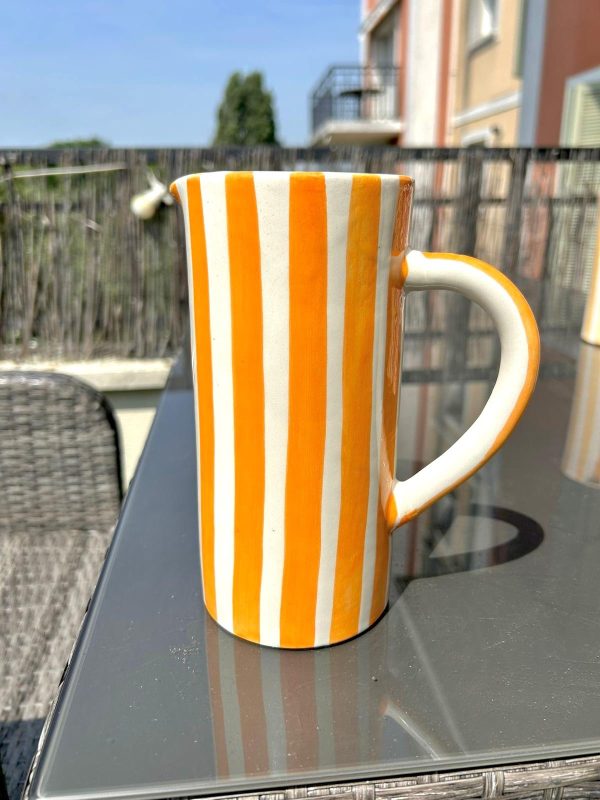 CRUCHE CARAFE PICHET BLANCHE RAYÉ ORANGE