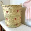 PANIER DE RANGEMENT ROND EN DOUM CŒUR ROSE – Image 2