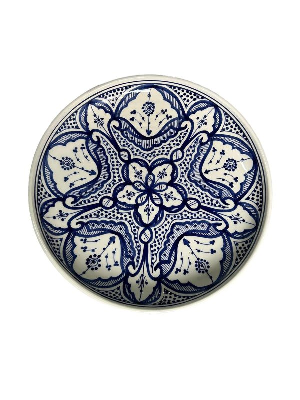 ASSIETTE PLAT DE SERVICE À MOTIFS BLEU FAIT MAIN
