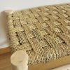 BANC TRESSÉ EN DOUM ET BOIS NATUREL TRESSAGE CARREAU 80CM MODÈLE AGADIR – Image 3