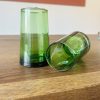 LOT DE 2 VERRES SOUFFLES VERTS MAROCAINS BELDI H12 MODÈLE SAFI – Image 2