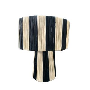 LAMPE A POSER EN RAPHIA RAYE NOIR H30 MODÈLE GOURRAMA