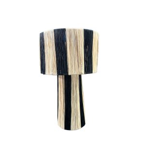 LAMPE A POSER EN RAPHIA RAYE NOIR H40 MODÈLE GOURRAMA