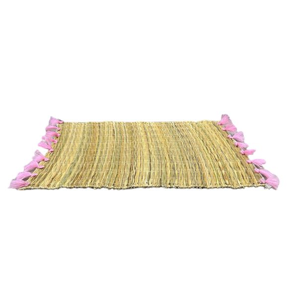 LOT DE 6 SETS DE TABLE À POMPONS ROSE FONCÉ MODÈLE ASILAH