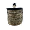 PANIER DE RANGEMENT BERBÈRE EN PALMIER ET LAINE NOIR 40CM MODÈLE ESSAOUIRA – Image 3