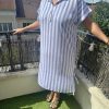 ROBE 100% LIN À RAYURE BLEU – Image 4