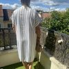 ROBE 100% LIN À RAYURE VERTE – Image 2